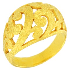 Sacchi  18 Karat Satin Yellow Gold Art Deco Style Curlicue Fashion Ring 