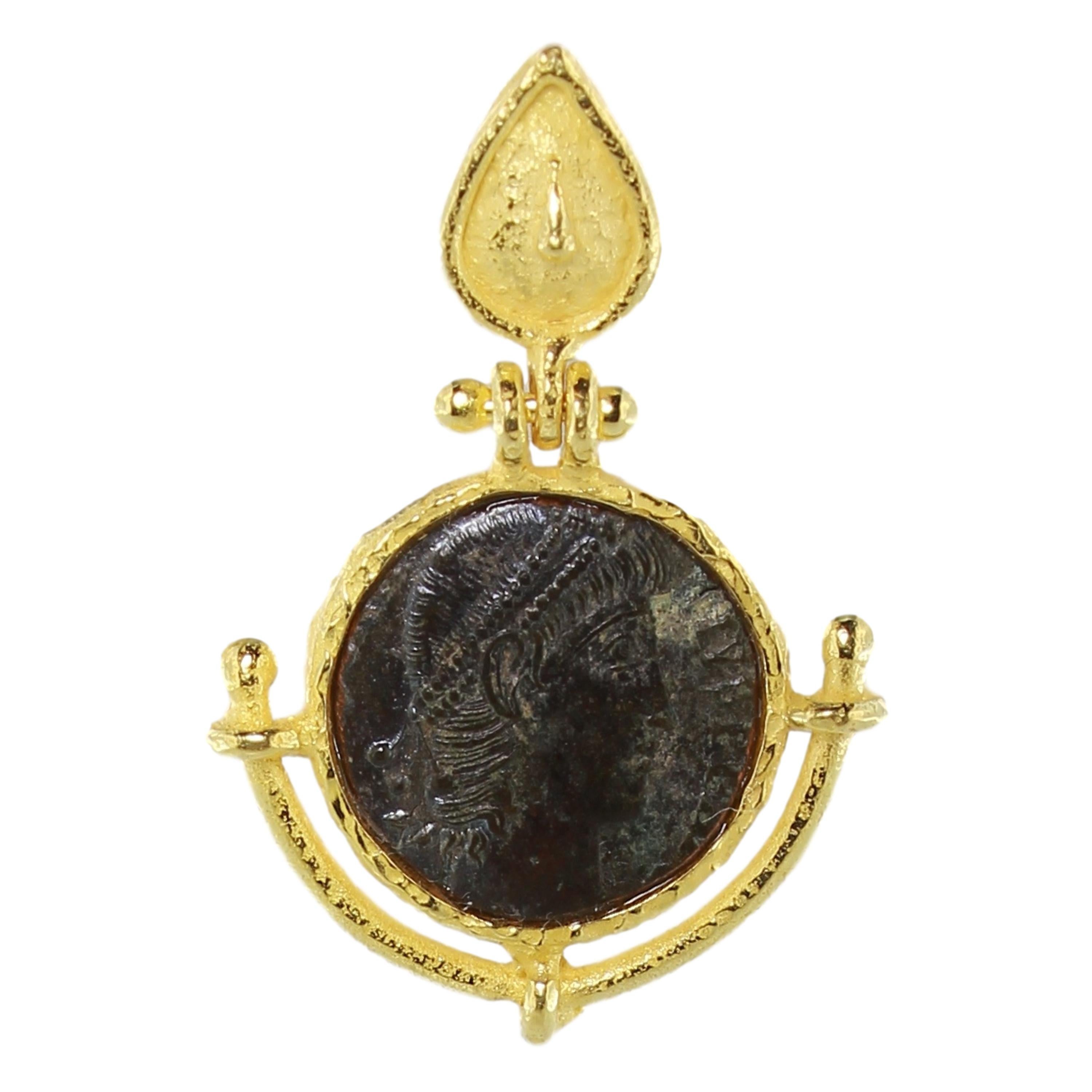 Contemporary Sacchi Ancient Roman Coin Earrings 18 Karat Yellow Gold For Sale