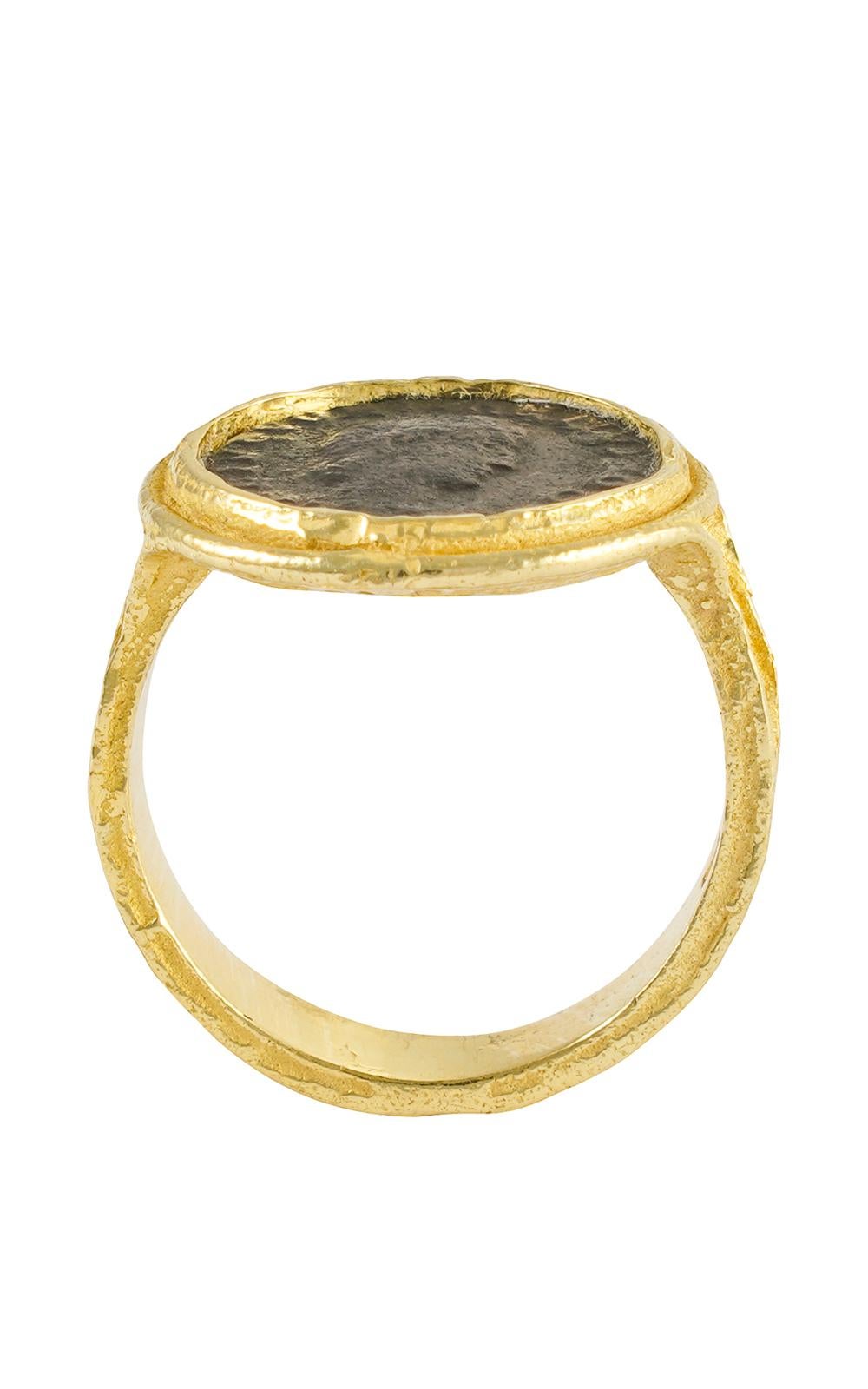 Sacchi Ancient Roman Coin Ring 18 Carat Yellow Gold Satin In New Condition For Sale In Rome, IT