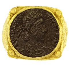 Sacchi Ancient Roman Coin Ring 18 Karat Yellow Gold Monete Ring