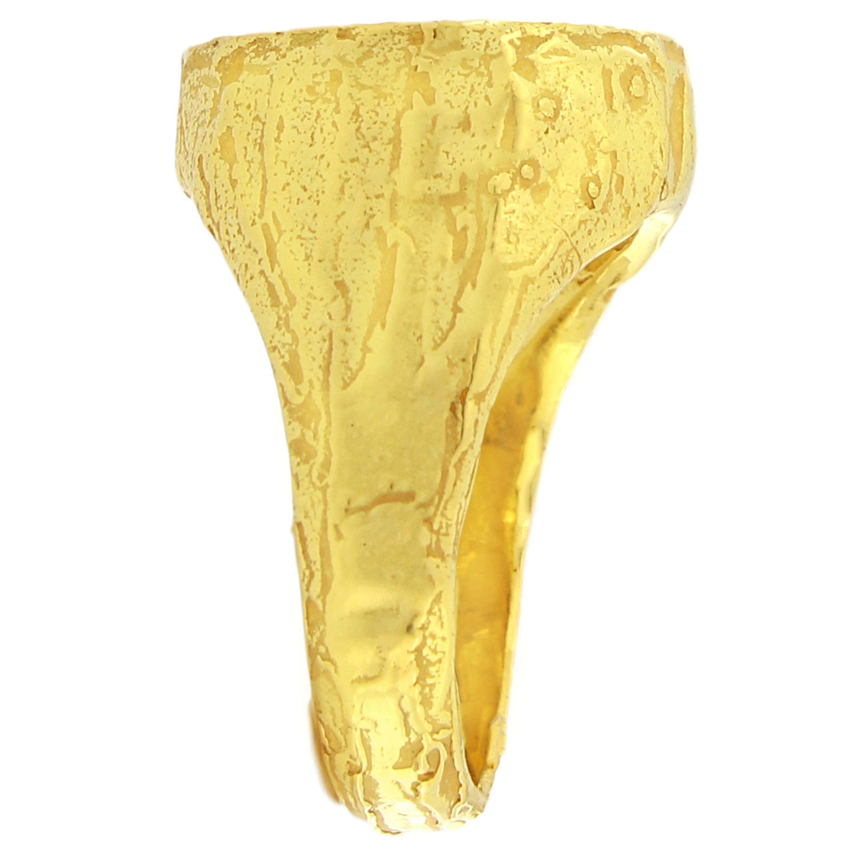 Sacchi Ancient Roman Coin Ring 18 Karat Yellow Gold Monete Signet Ring In New Condition For Sale In Rome, IT