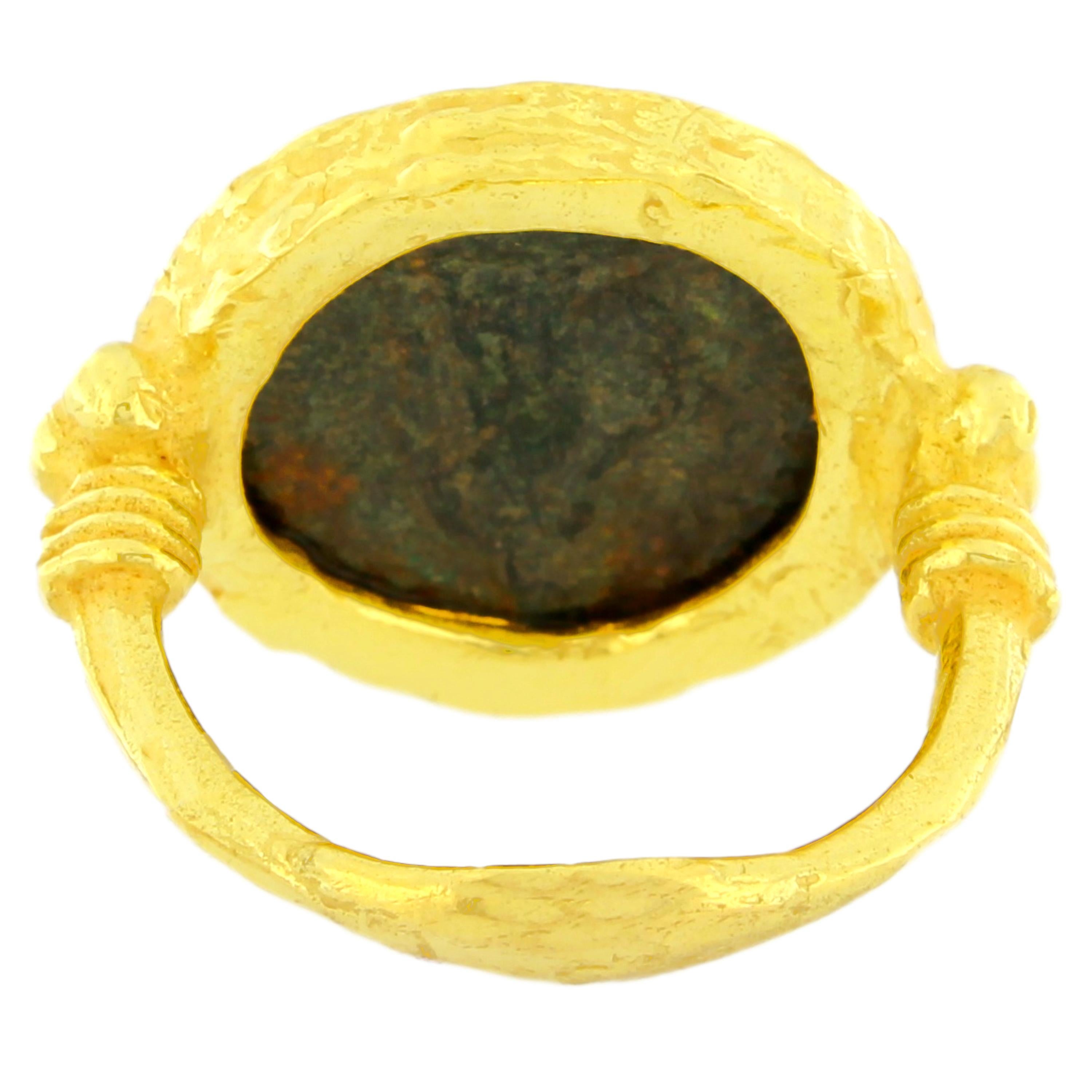 Sacchi Antique Roman Coin Ring 18 Karat Yellow Gold In New Condition For Sale In Rome, IT