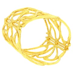 Sacchi Art Deco Style Wire Cuff Bracelet 18 Karat Satin Yellow Gold