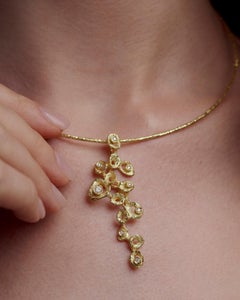 Sacchi "Bouquet" Collier à pendentif en or jaune 18 carats et diamants blancs