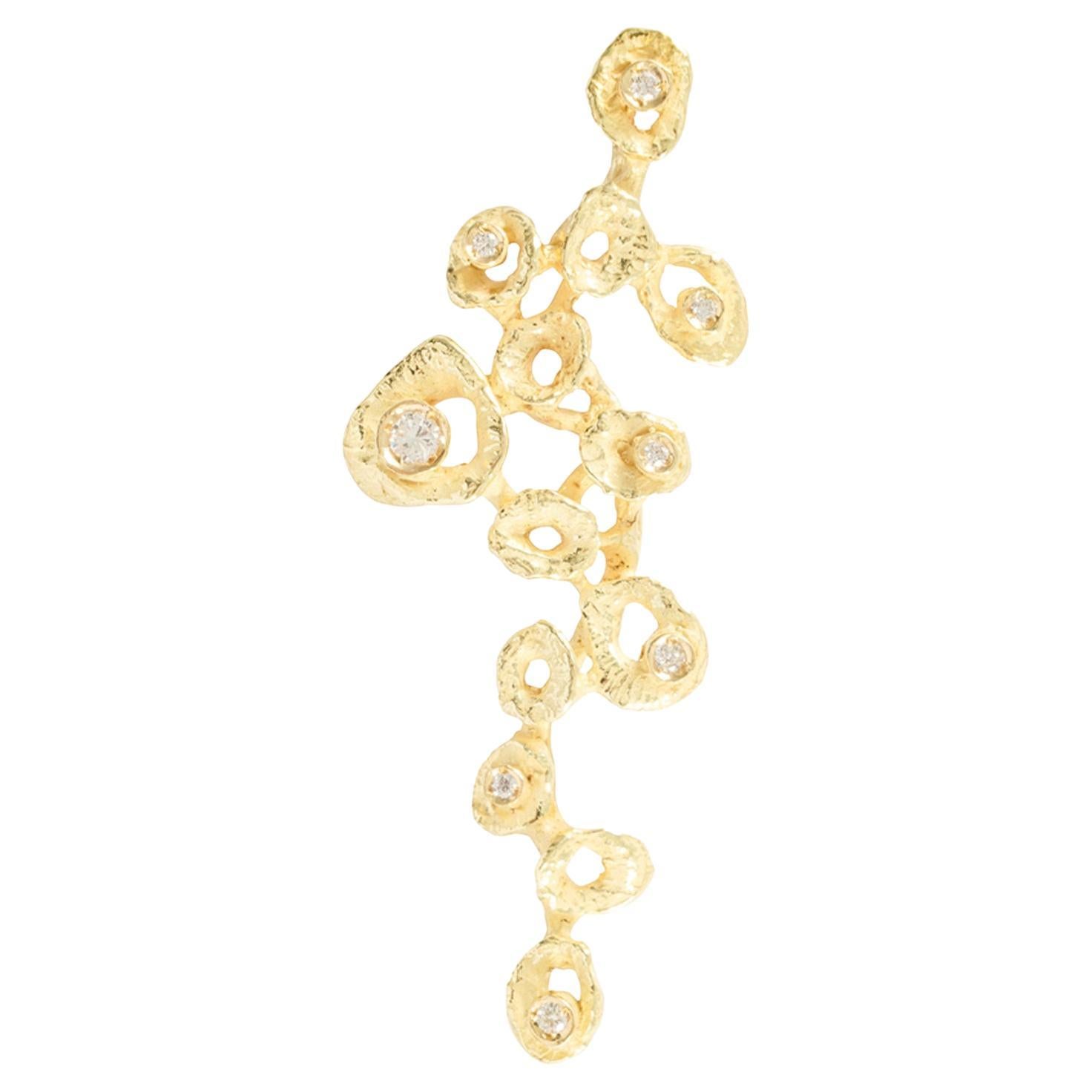 Sacchi "Bouquet" White Diamonds 18 Karat Yellow Gold Pendant Necklace For Sale