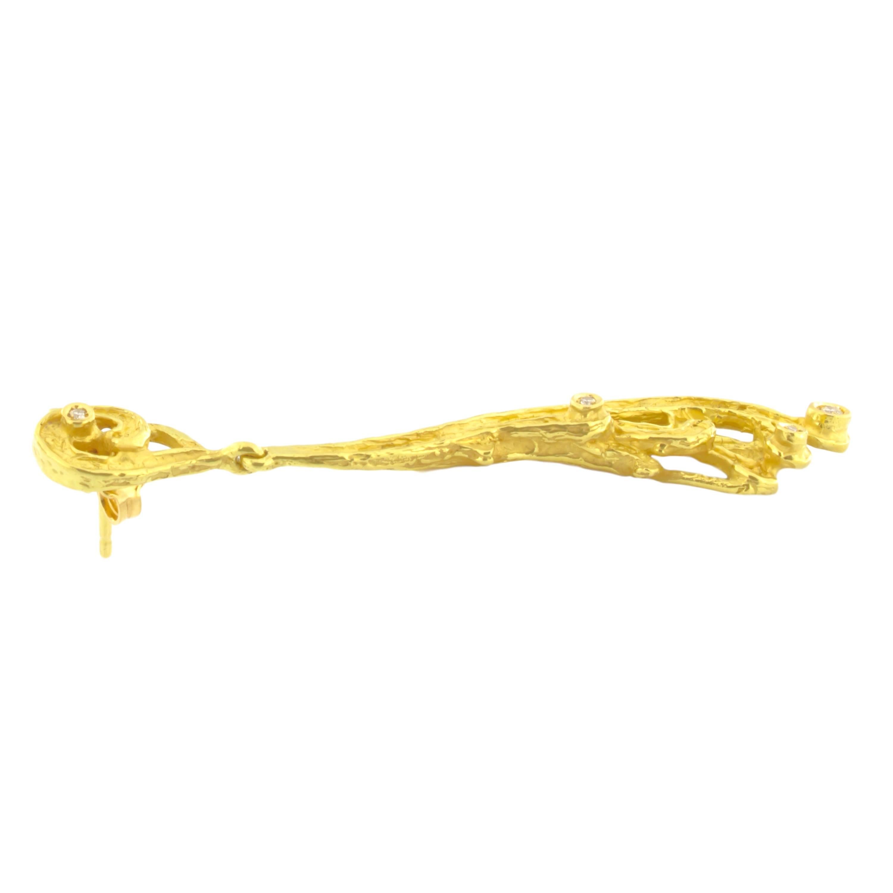 Sacchi Burlesque Tropfenohrringe Diamanten Edelstein 18 Karat Gelbgold (Zeitgenössisch) im Angebot