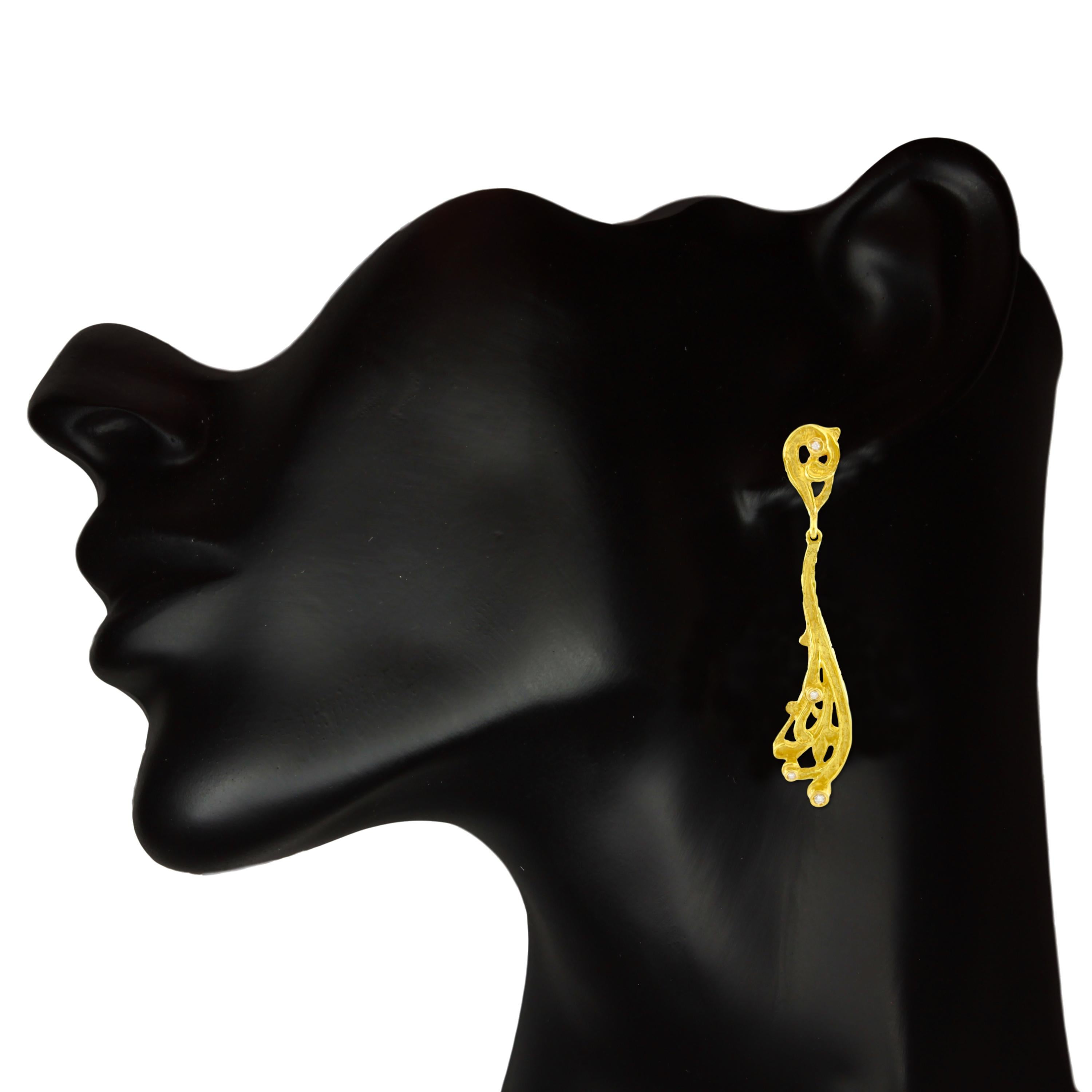 Sacchi Burlesque Tropfenohrringe Diamanten Edelstein 18 Karat Gelbgold (Rundschliff) im Angebot
