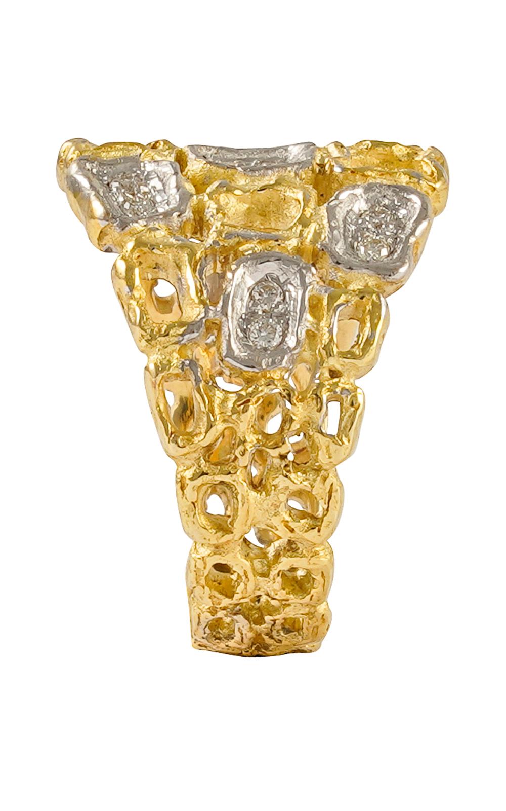 Contemporain Sacchi  Pavé diamant  Bague de mode en or jaune satiné 18 carats en vente