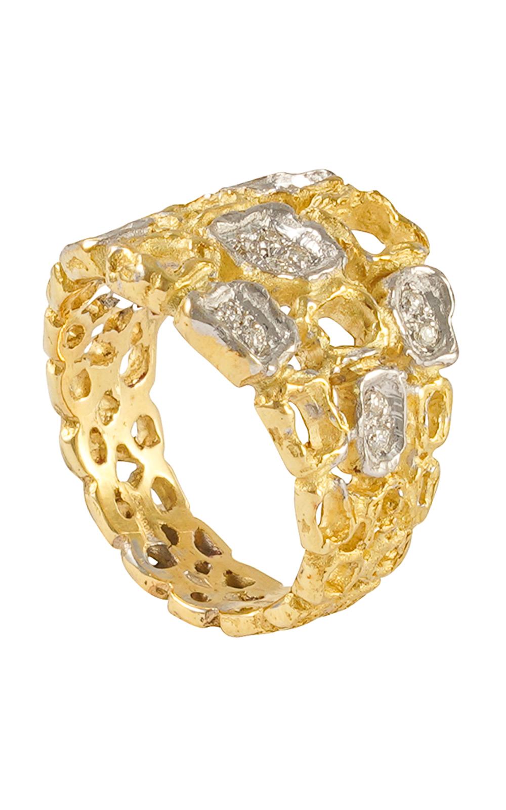 Taille brillant Sacchi  Pavé diamant  Bague de mode en or jaune satiné 18 carats en vente