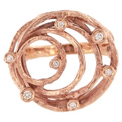 Sacchi Diamonds Gemstone 18 Karat Satin Rose Gold Wire Cocktail Ring