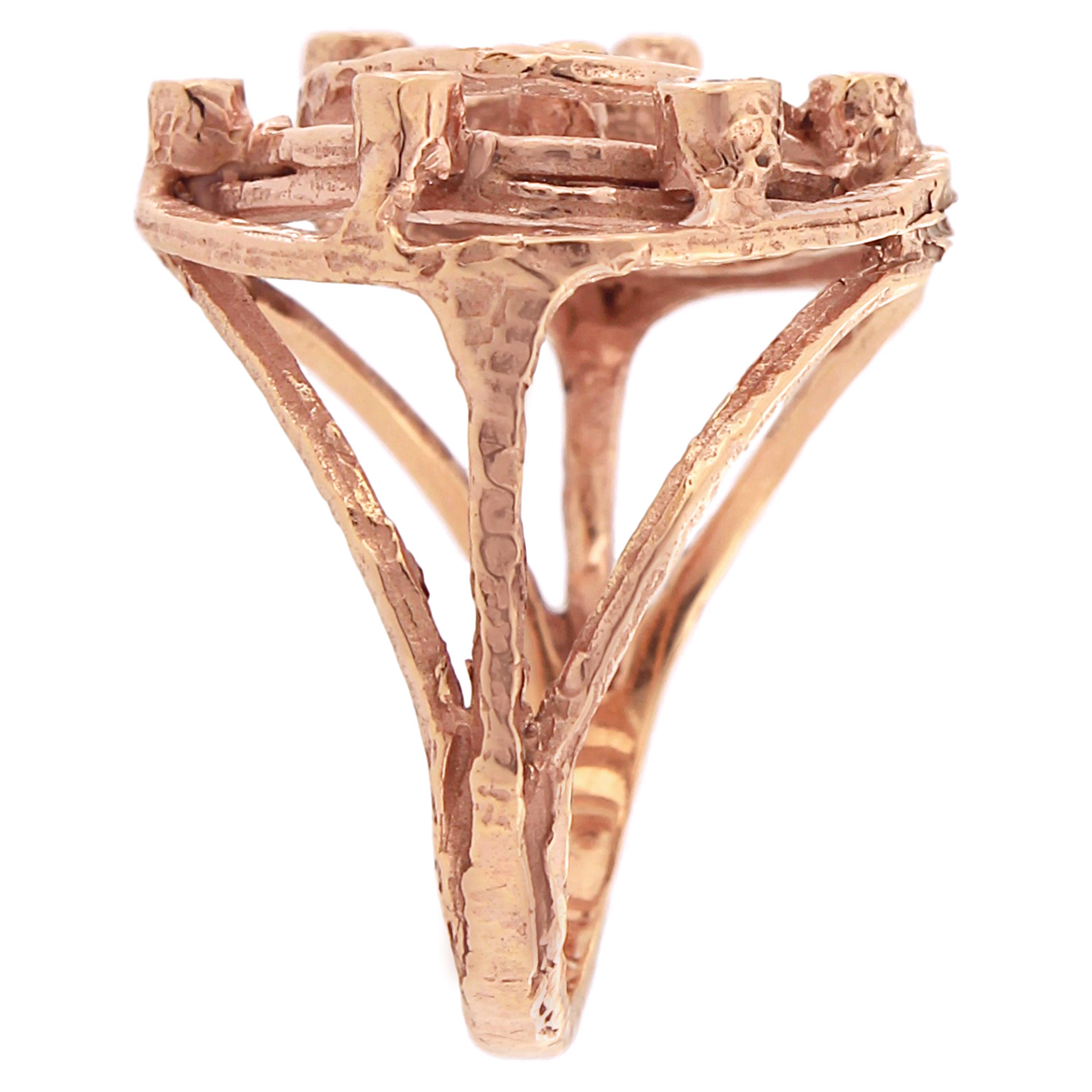 Taglio rotondo Sacchi Diamonds Gemstone Anello Cocktail in oro rosa satinato 18 kt. in vendita