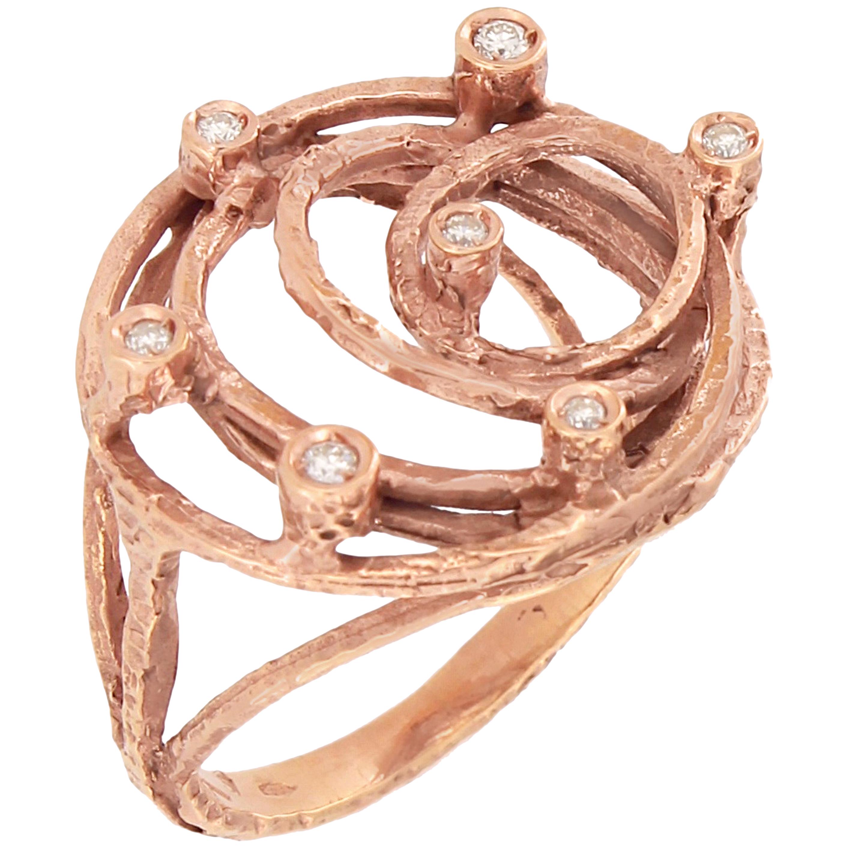 Sacchi Diamonds Gemstone Anello Cocktail in oro rosa satinato 18 kt. in vendita