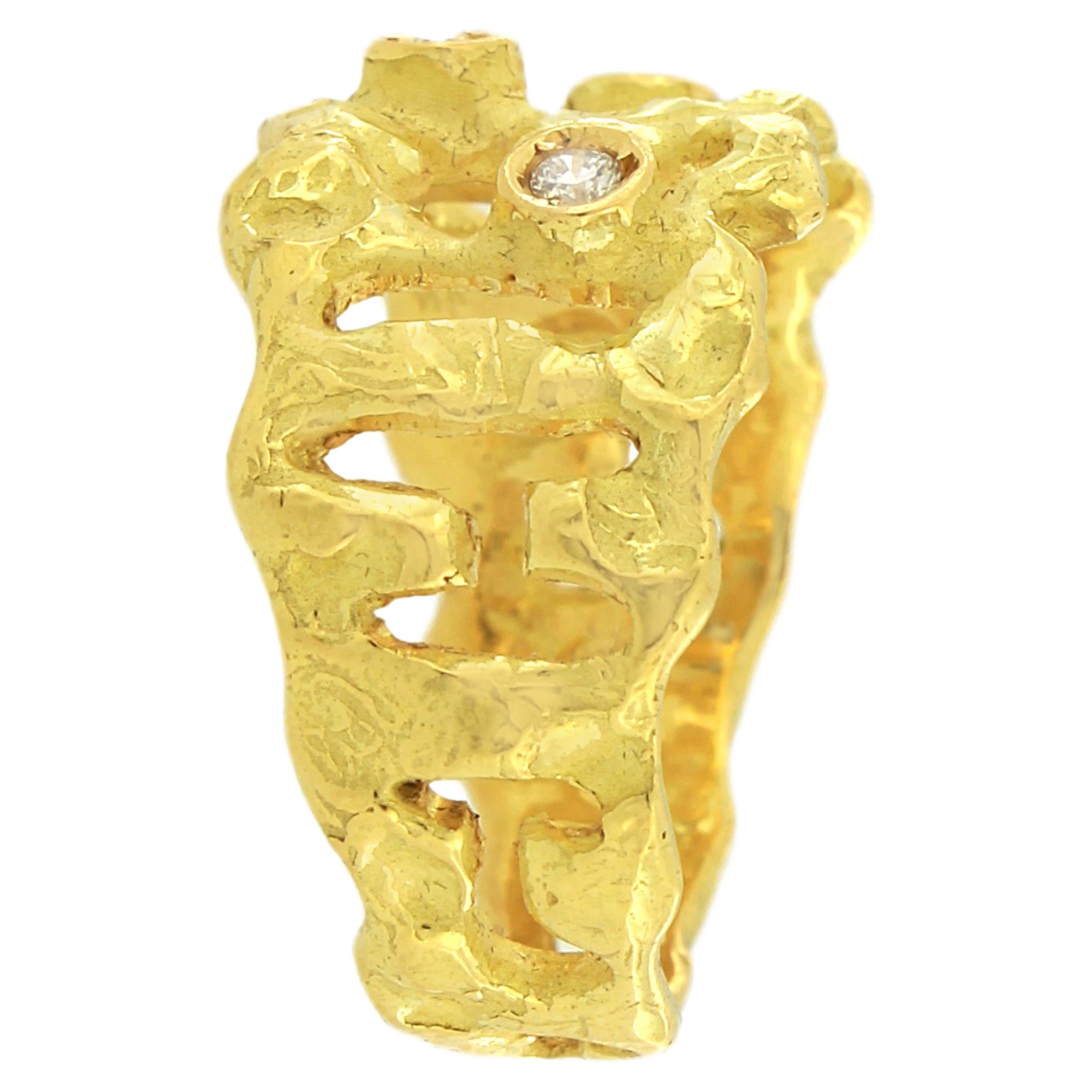 Sacchi Diamanten Edelstein 18 Karat Satin Gelbgold Magma Band Ring (Zeitgenössisch) im Angebot