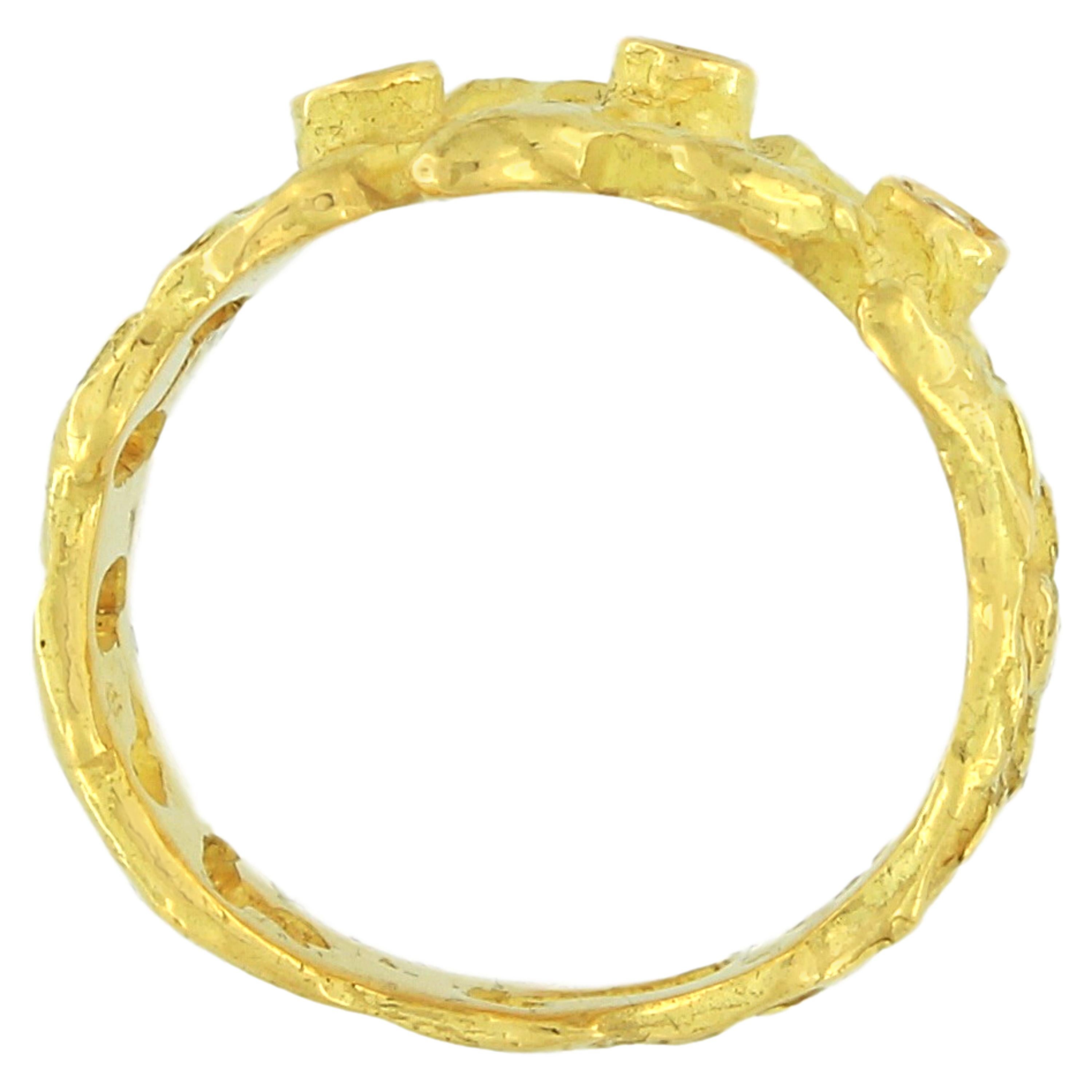 Sacchi Diamanten Edelstein 18 Karat Satin Gelbgold Magma Band Ring (Rundschliff) im Angebot