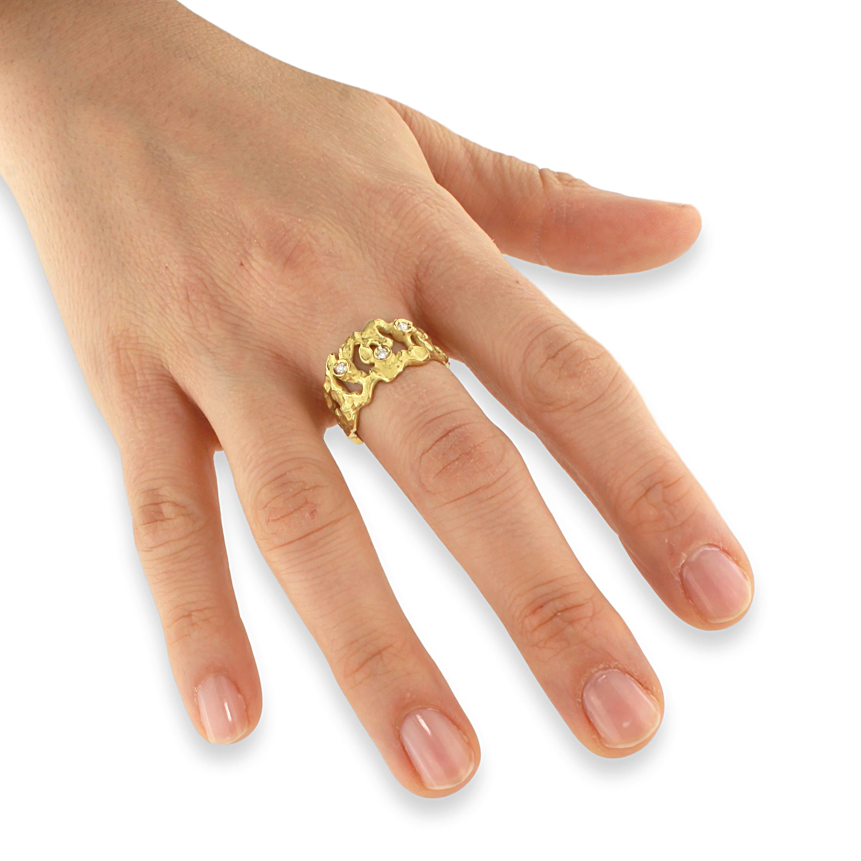 Sacchi Diamanten Edelstein 18 Karat Satin Gelbgold Magma Band Ring im Zustand „Neu“ im Angebot in Rome, IT