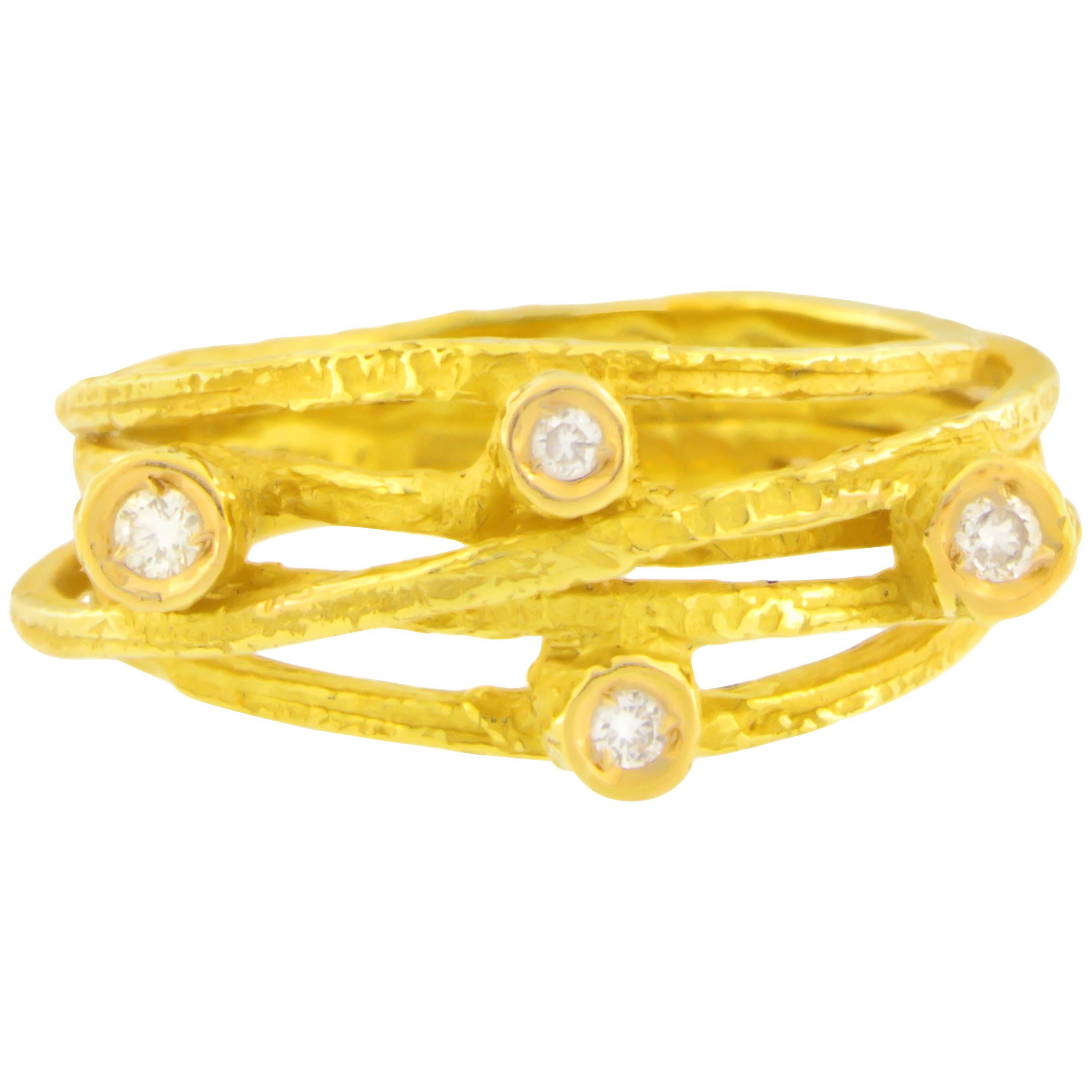 Sacchi Diamonds Gemstone 18 Karat Yellow Gold Fashion Ring