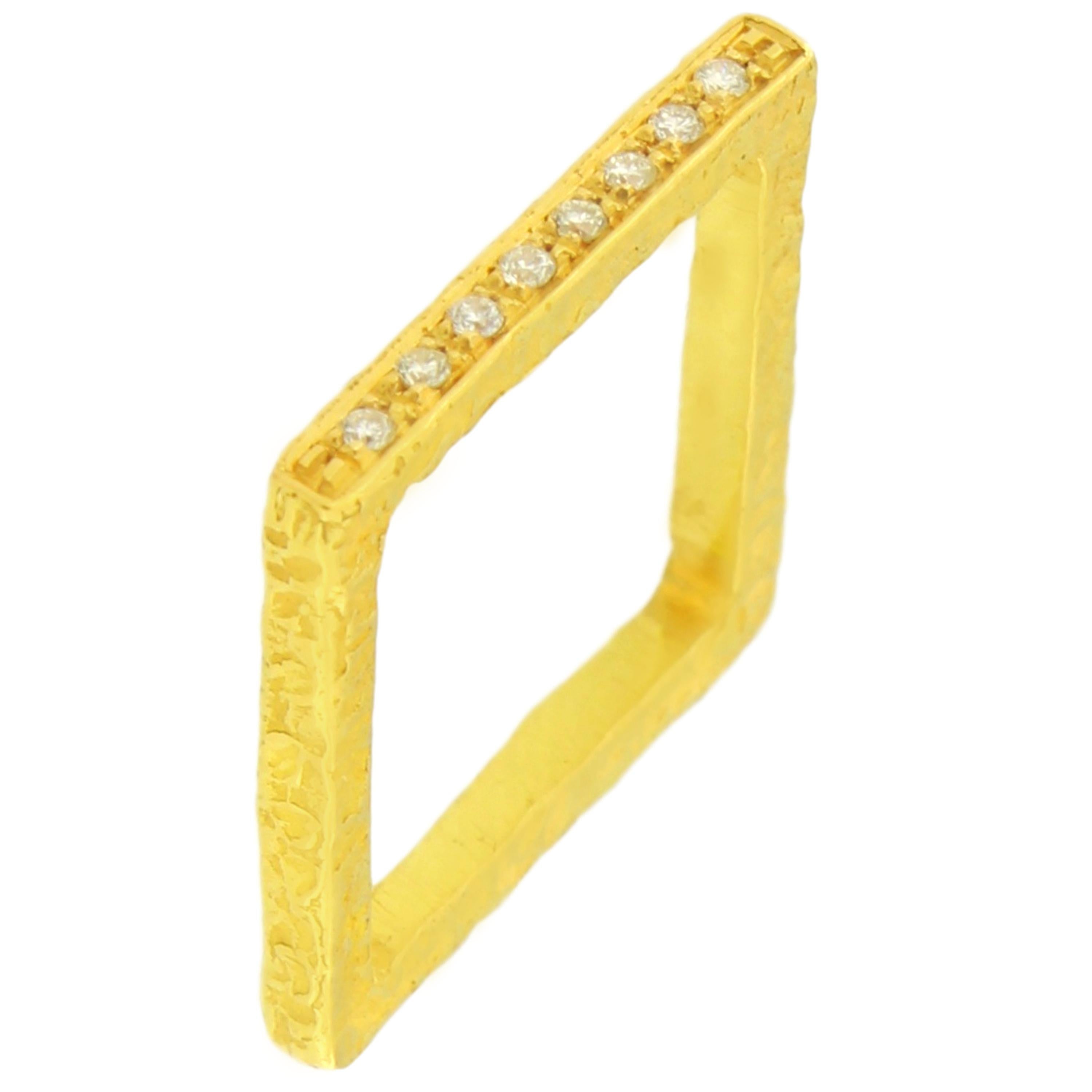 Dreifarbiger Sacchi-Diamanten-Stapelring aus 18 Karat Gelb-, Weiß- und Roségold Damen im Angebot