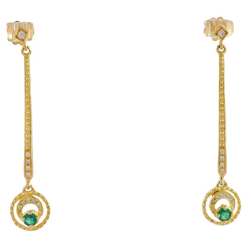Sacchi Emeralds and Diamonds Pendant Earrings Luna For Sale