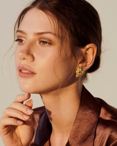 Sacchi Iolite Gemstones and  18 Karat Yellow Gold Earrings- Magma collection