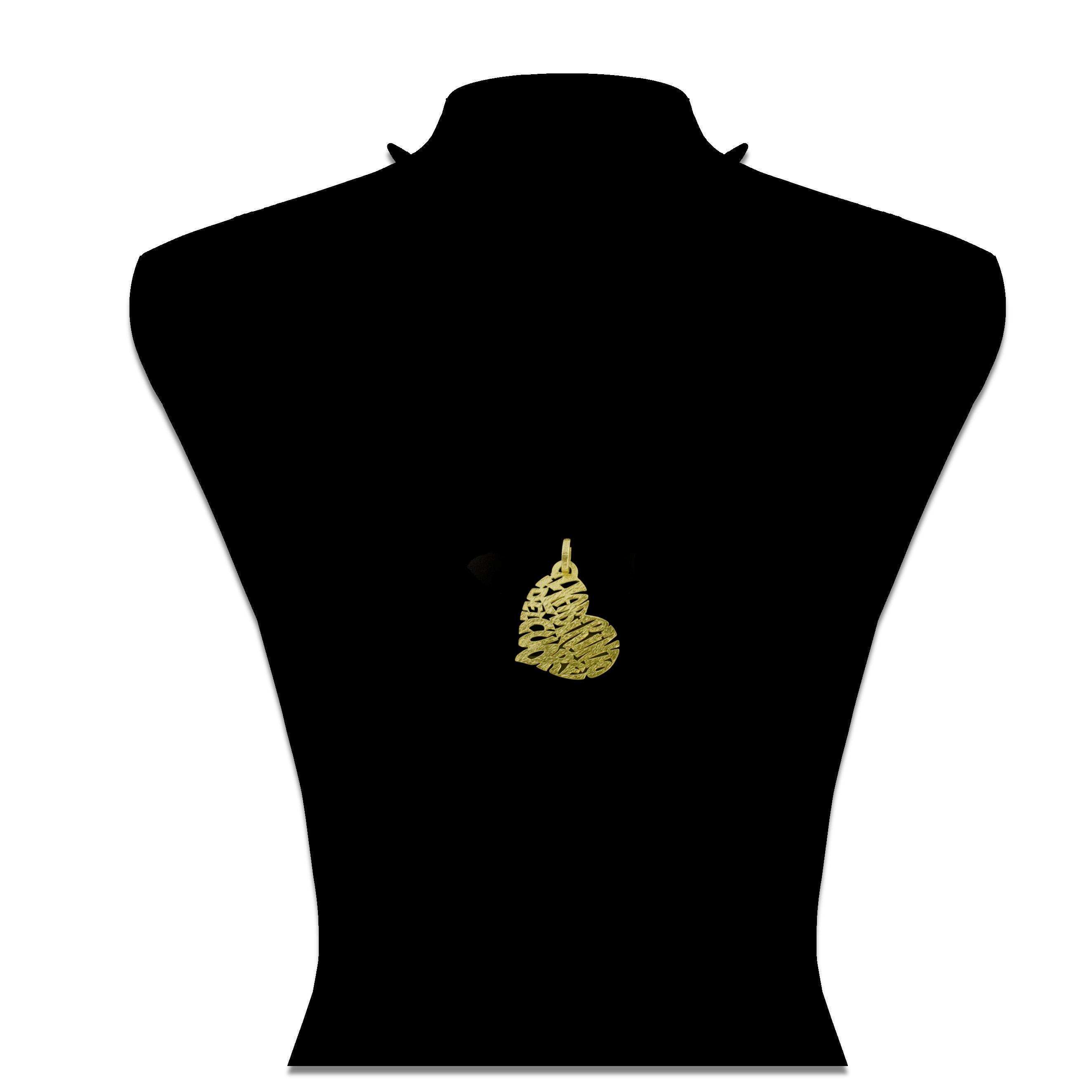 Sacchi - Grand pendentif coeur avec Your Names Or jaune blanc rose noir 18k Pour femmes en vente