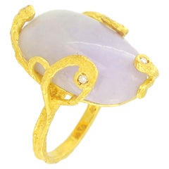 Sacchi Lavender Jade Gemstone 18 Karat Satin Yellow Gold Cocktail Ring
