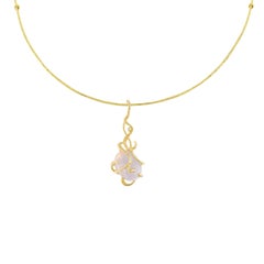 Sacchi Lavender Jade Gemstone and Diamonds 18 Karat Satin Yellow Gold Pendant