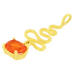 Sacchi Oval Cut Fire Opal Gemstone 18 Karat Satin Yellow Gold Pendant Necklace