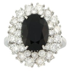 Sacchi Oval Cut Sapphire & Diamond 18 Karat White Gold Cocktail Ring