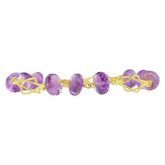Sacchi Bracelet à la mode en or jaune satiné 18 carats avec améthyste violette et pierres précieuses