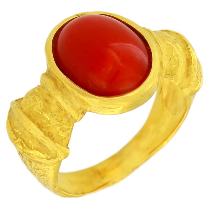 Sacchi Ancient Roman Coin Crossed Rope Ring 18 Karat Satin Yellow Gold ...