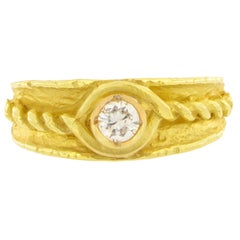 Anillo Sacchi Anillo Romano Piedra Diamante Redondo Oro Amarillo 18 Kilates