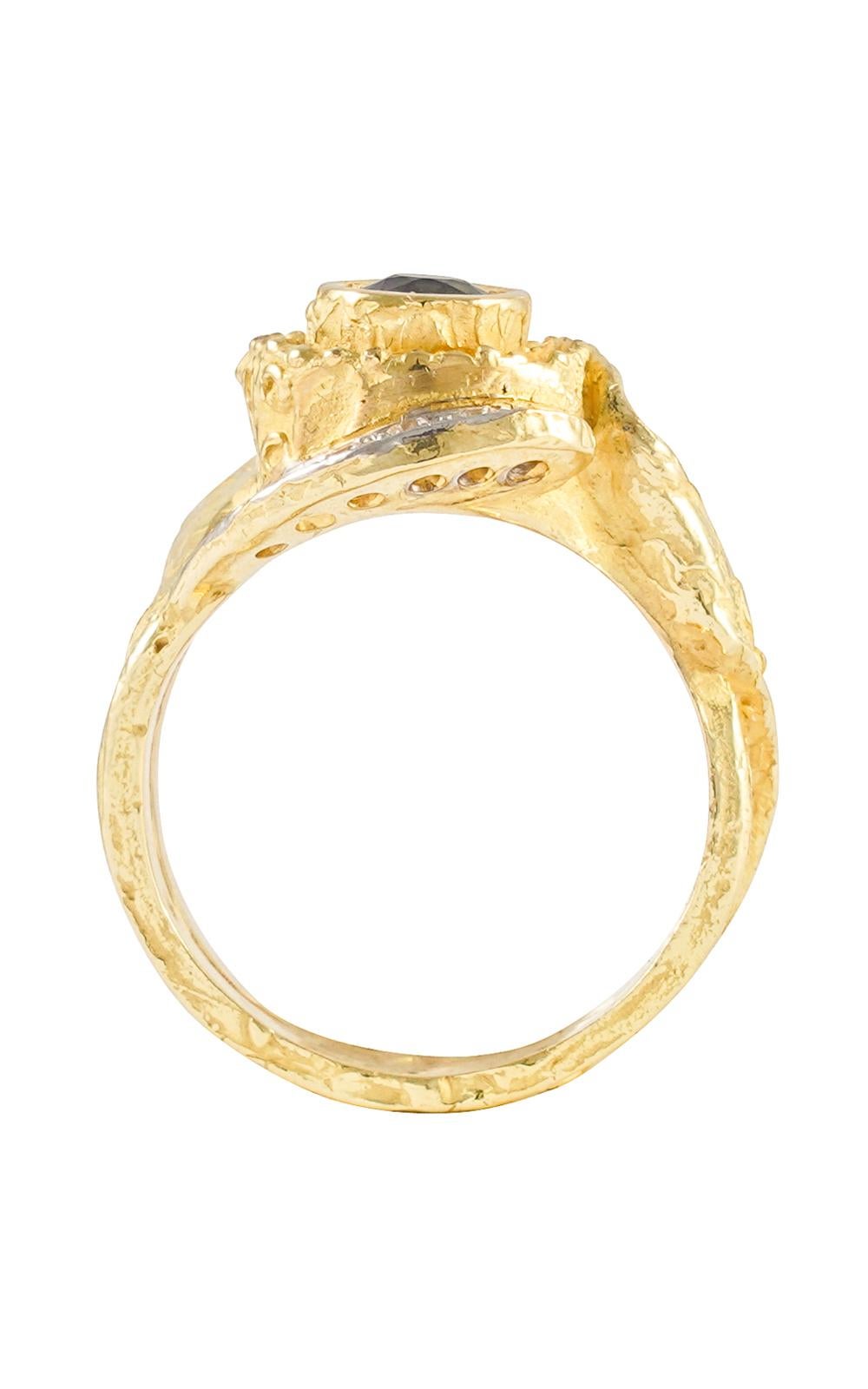 Taille ronde Bague cocktail Sacchi saphir et diamants pierres précieuses en or jaune 18 carats en vente
