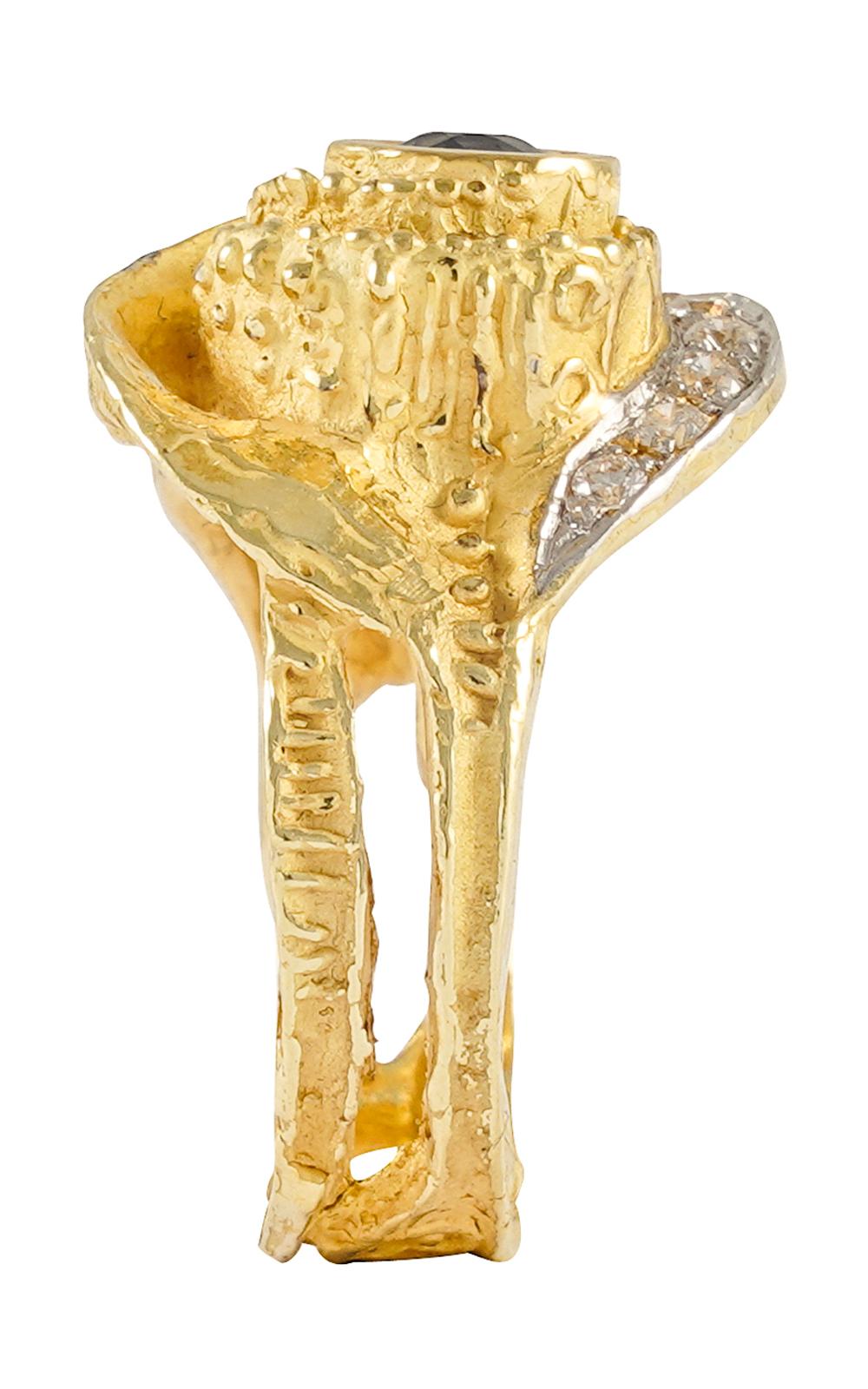 Bague cocktail Sacchi saphir et diamants pierres précieuses en or jaune 18 carats Neuf - En vente à Rome, IT