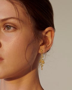 Sacchi "Serpenti" Drop Earrings Diamond Gemstone 18 Karat Satin Yellow Gold