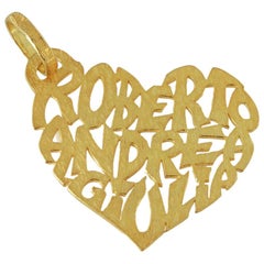 Sacchi - Small heart pendant with your names 18k yellow white pink black gold