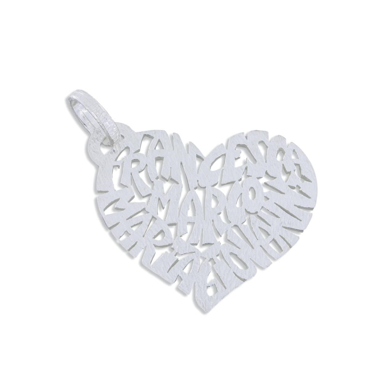 Sacchi - Petit pendentif en forme de coeur avec vos noms Or jaune blanc rose noir 18k Neuf - En vente à Rome, IT