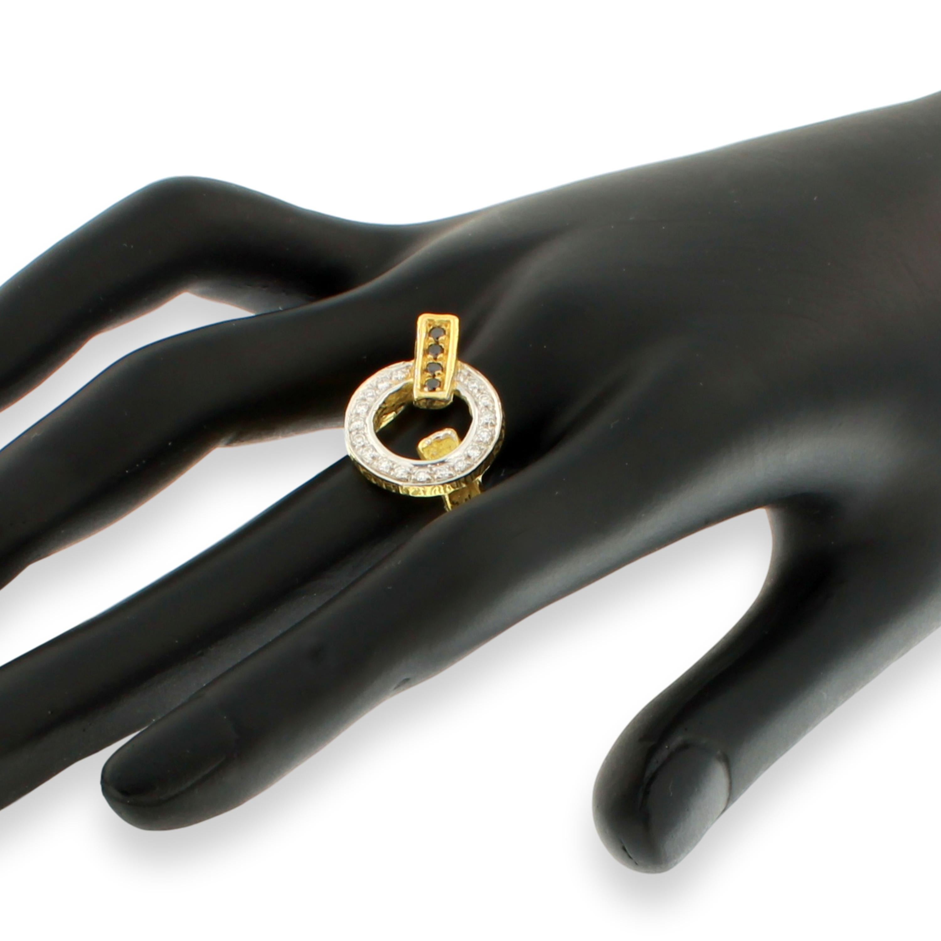 Sacchi White and Black Diamonds 18 Karat Yellow Gold Necklace Ring Bracelet Set For Sale 13