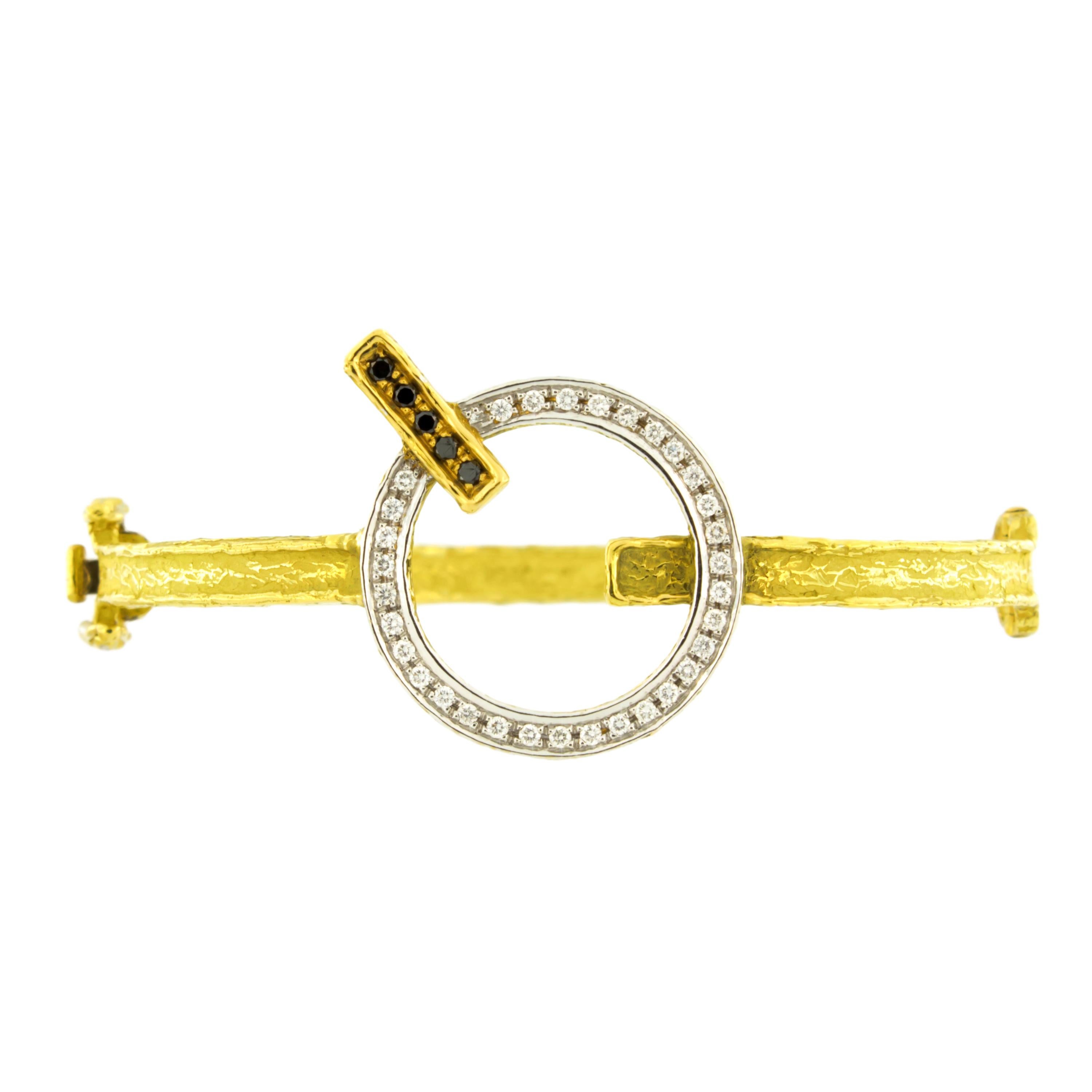 Sacchi Set aus Halskette, Ring und Armband mit weißen und schwarzen Diamanten aus 18 Karat Gelbgold im Angebot 5
