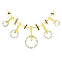 Sacchi Collier en or jaune 18 carats avec diamants blancs et noirs et pierres précieuses