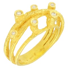 Sacchi-Draht-Diamantenring aus 18 Karat Satin Gelbgold