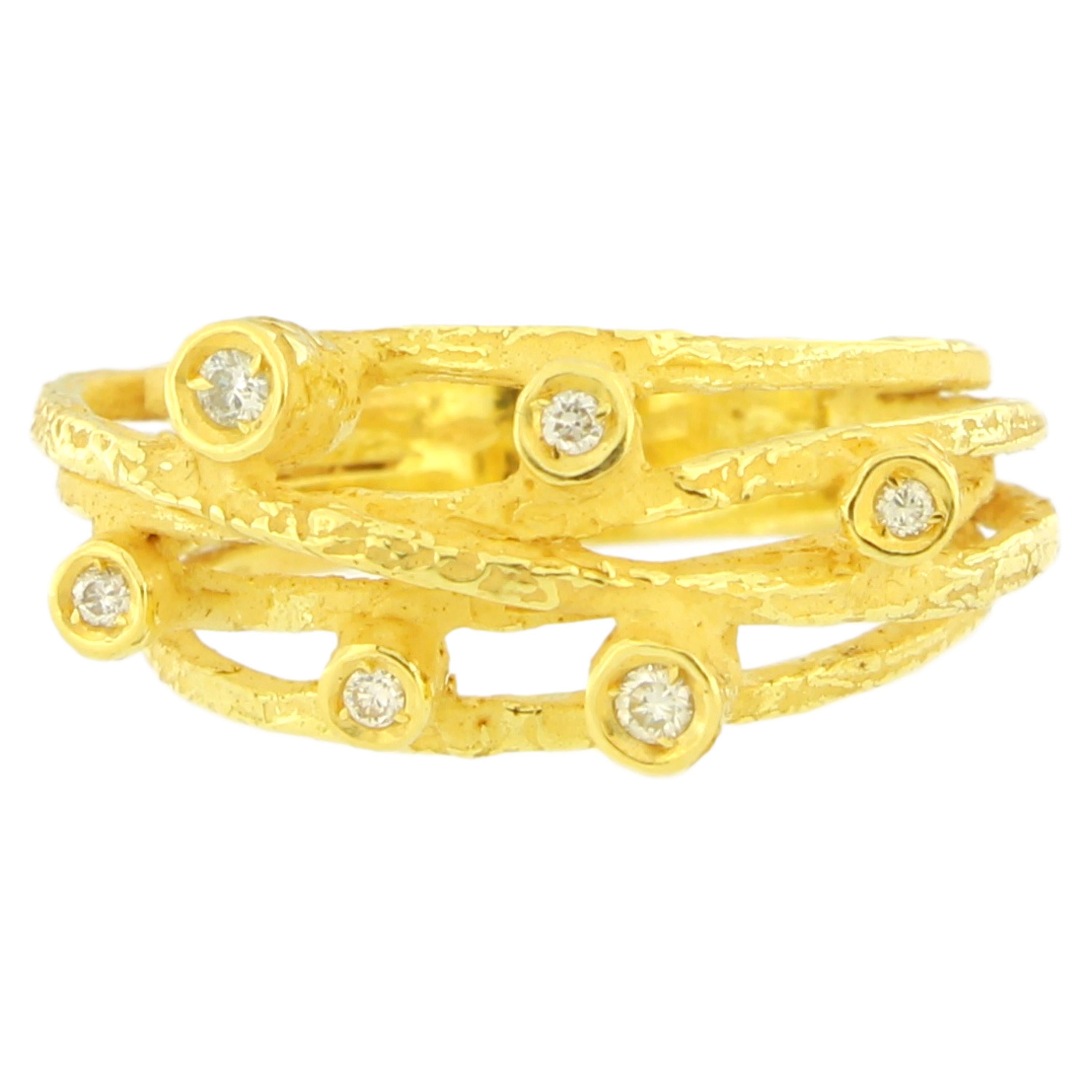 Sacchi Wire Diamonds Ring 18 Karat Satin Yellow Gold