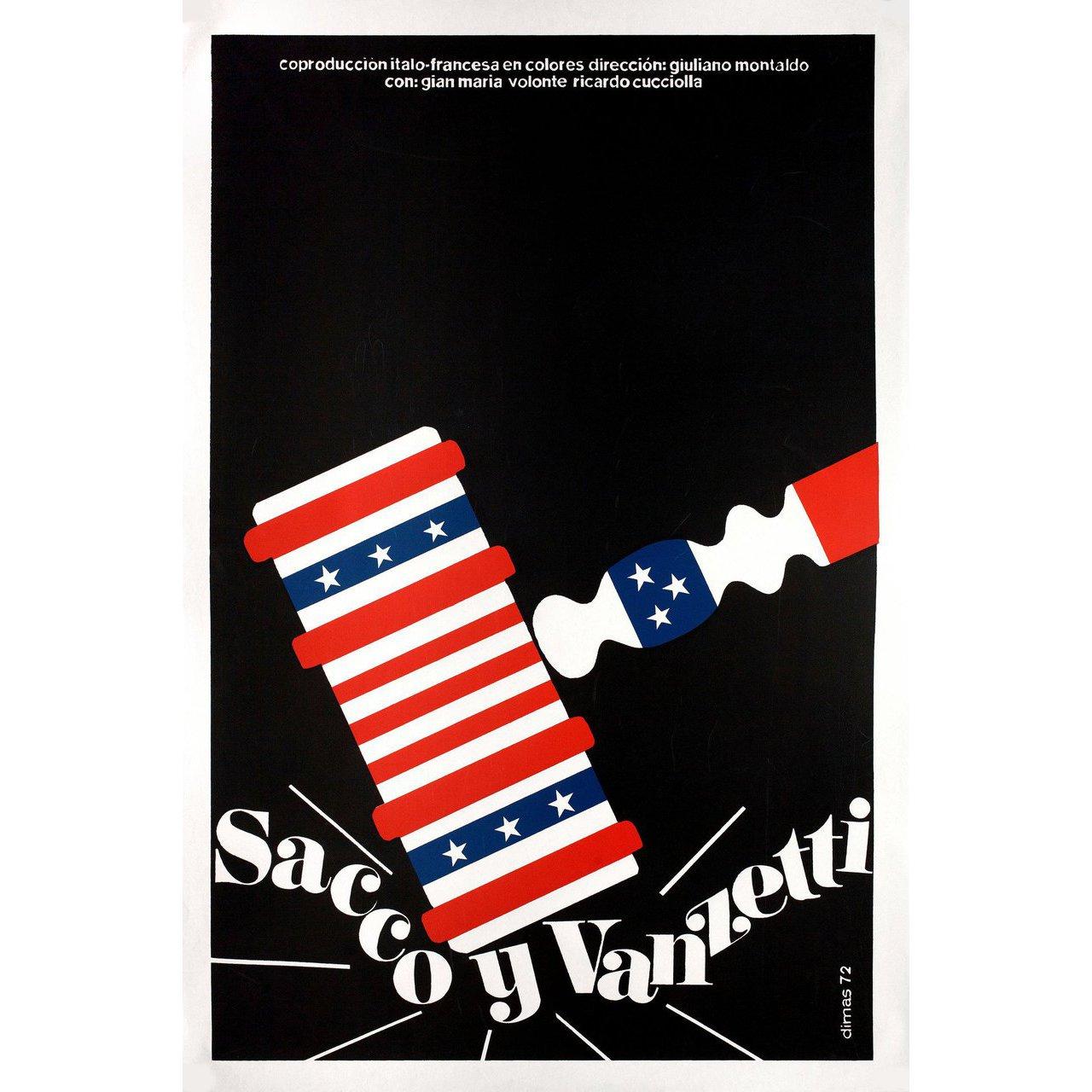 Original 1990s re-release Cuban serigraph poster by Dimas for the 1971 film “Sacco & Vanzetti” (Sacco e Vanzetti) directed by Giuliano Montaldo with Gian Maria Volonte / Riccardo Cucciolla / Cyril Cusack / Rosanna Fratello. Fine condition, rolled.