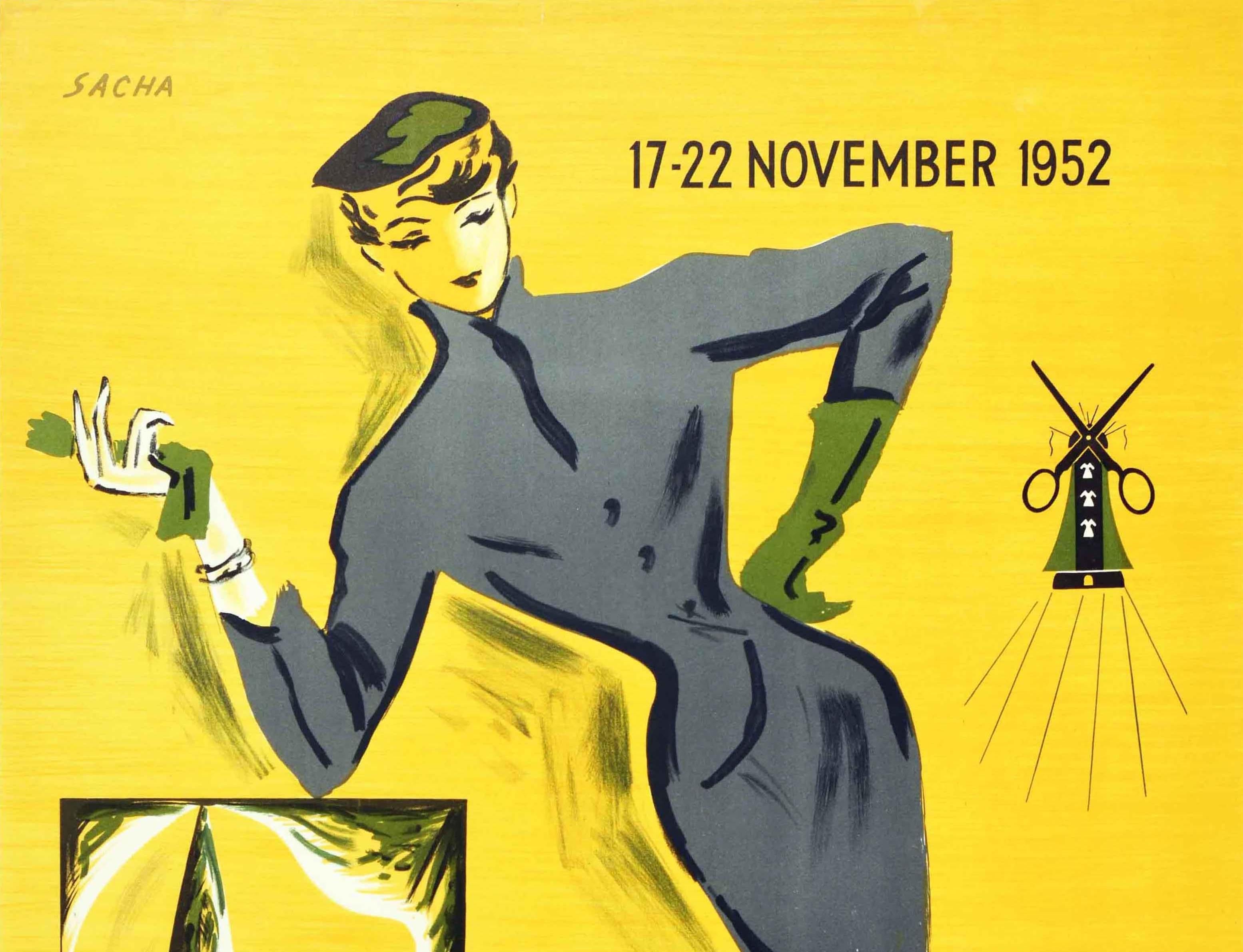 Original Vintage Poster For Amsterdam Fashion Week 1952 Vogue Midcentury Design - Print by Sacha