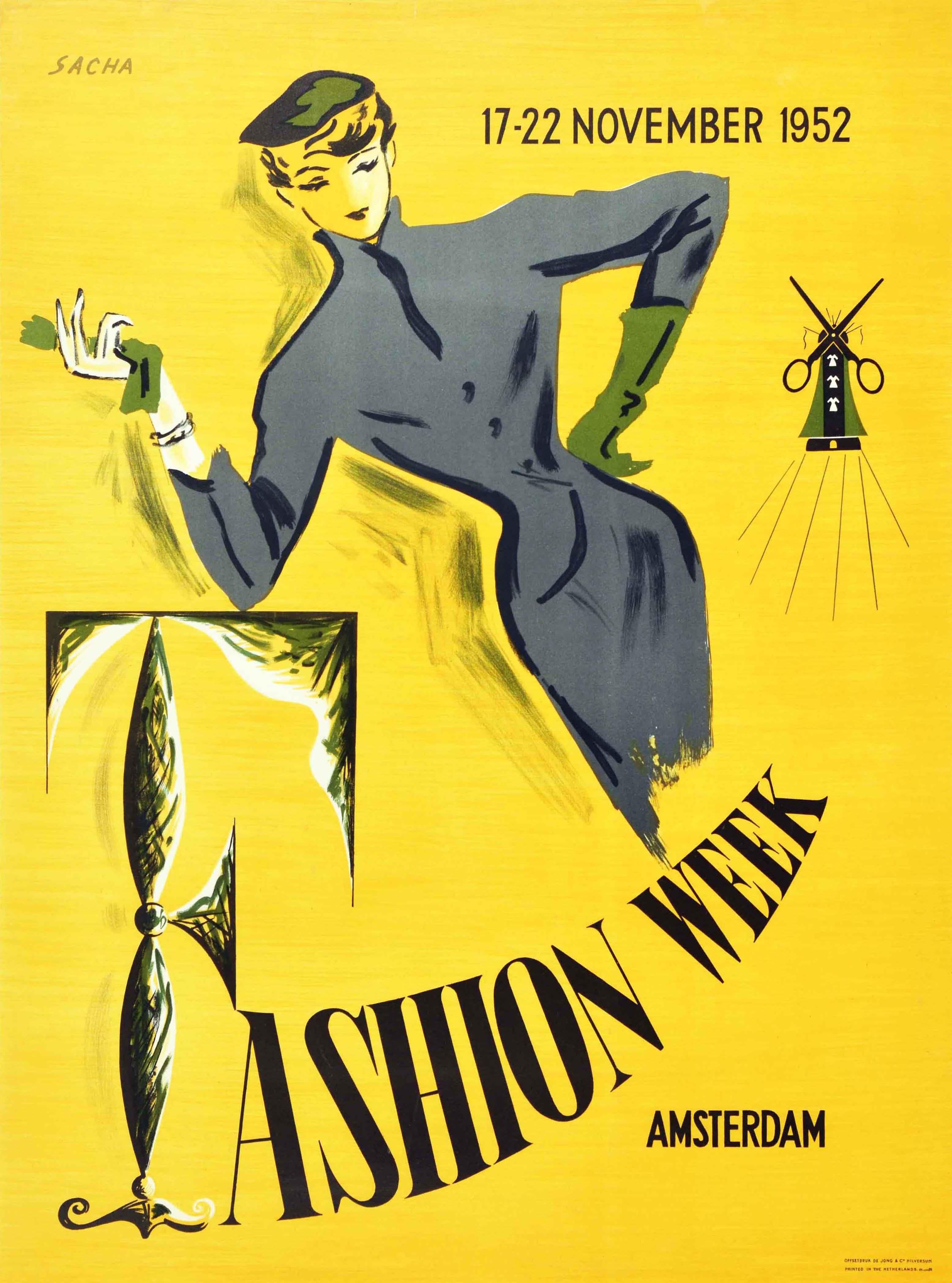 Sacha Print - Original Vintage Poster For Amsterdam Fashion Week 1952 Vogue Midcentury Design