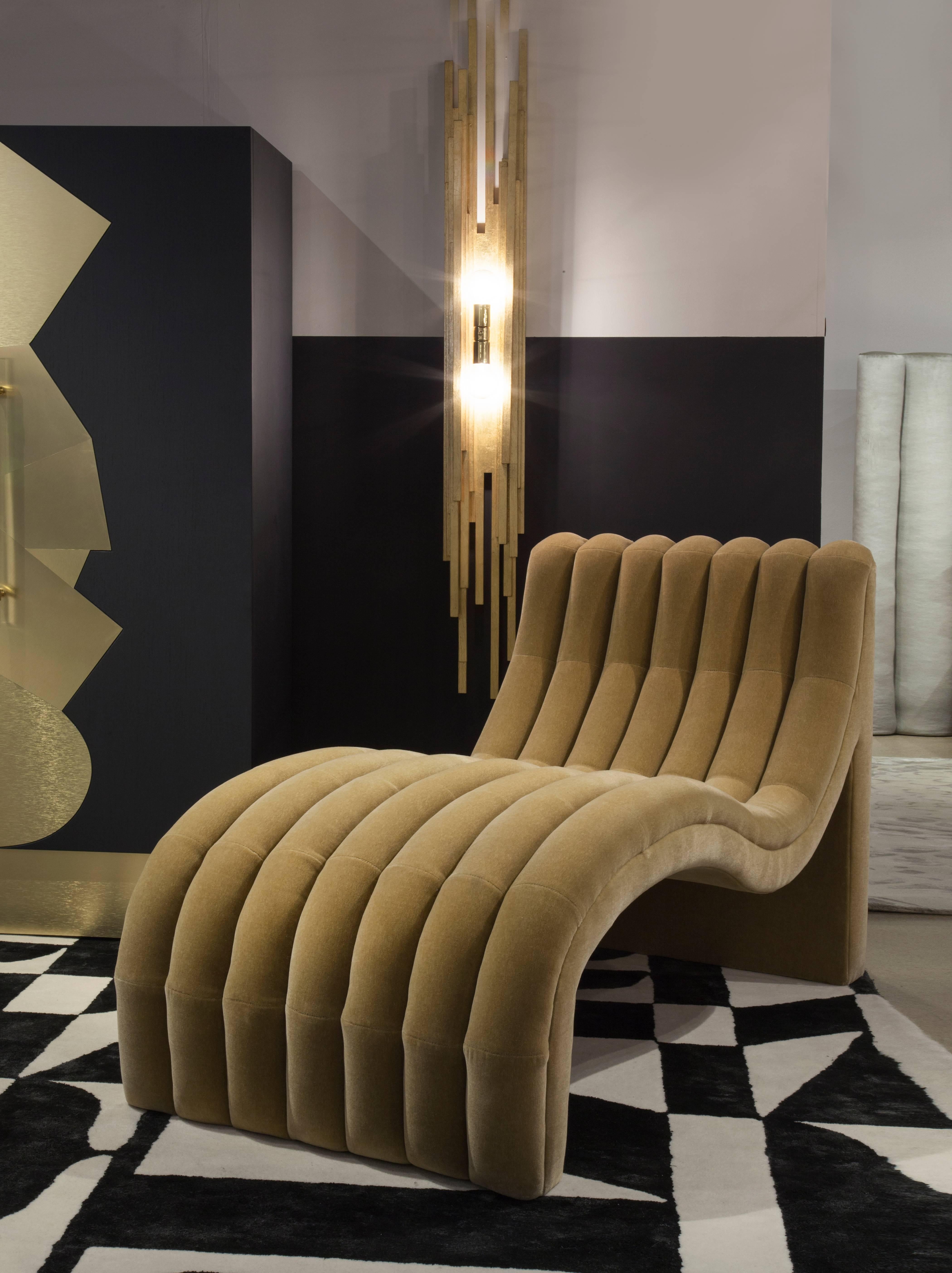 Contemporary SACHA CHAISE - Modern Chaise Lounge in Mohair