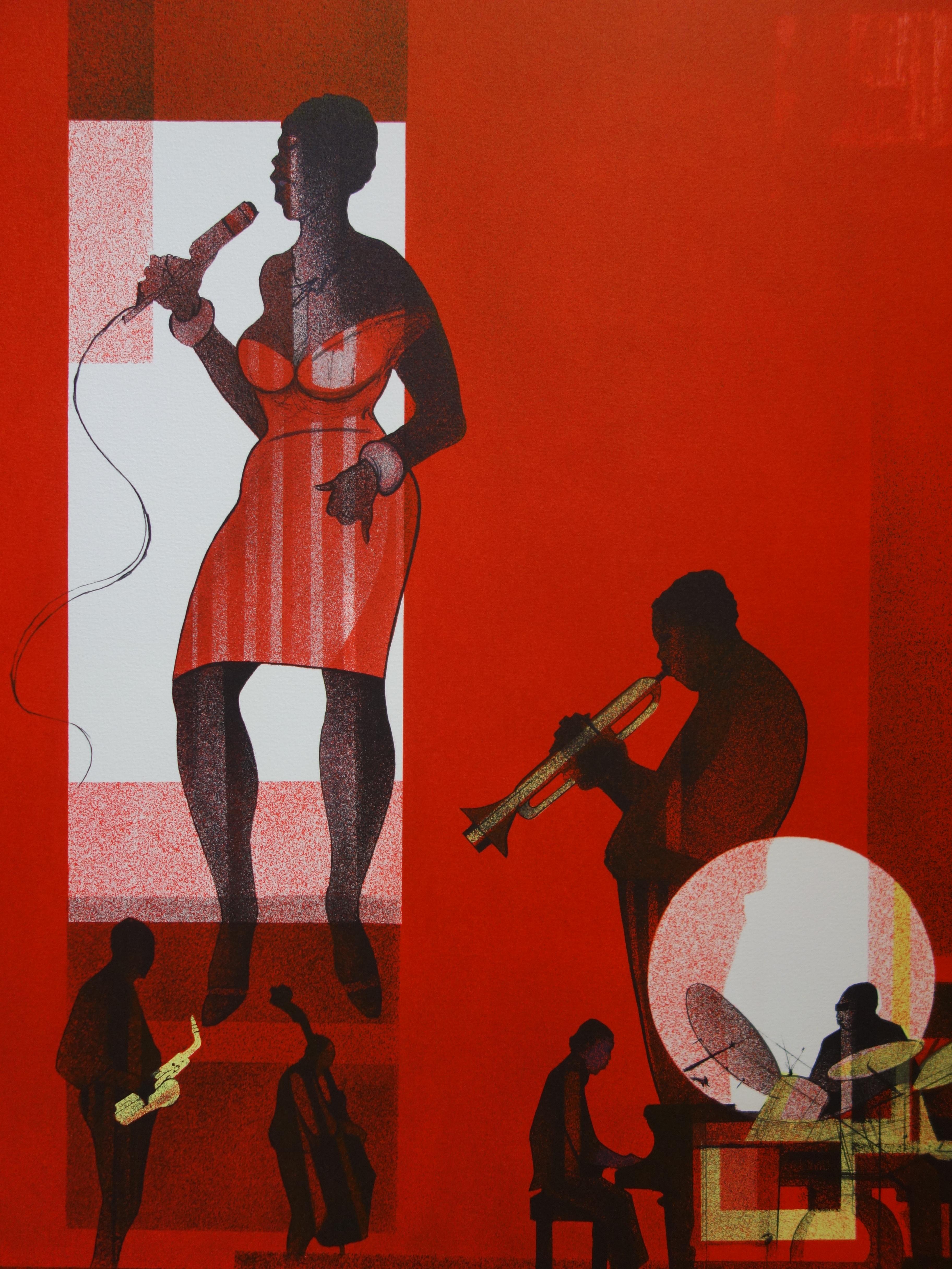 Jazz : Hot Swing - Original handsigned lithograph - Modern Print by Sacha Chimkevitch