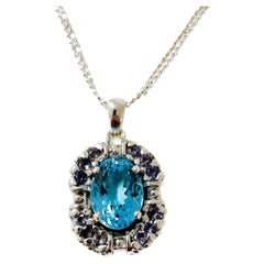Sacha Pendant Necklace in Blue Topaz and Argentium Silver