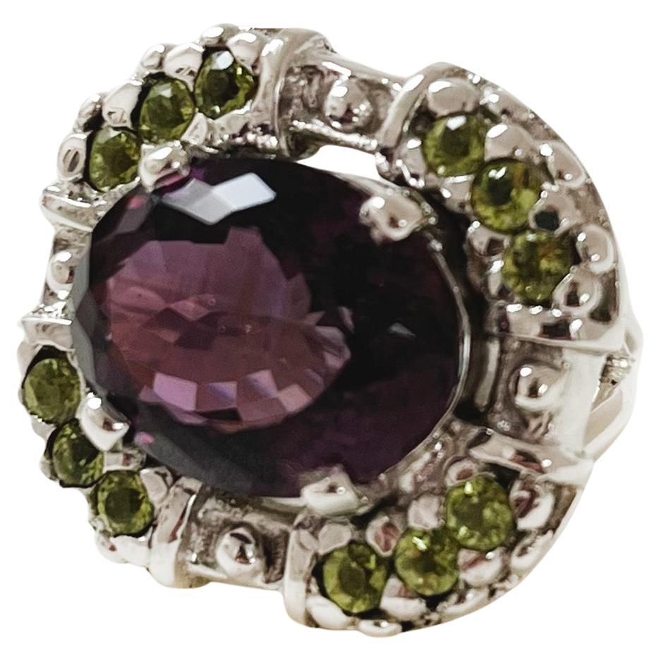 For Sale:  Sacha Ring in Amethyst, Peridot and Argentium Silver