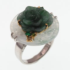 Sachi Fukuhara Carved Jadeite Jade, and K18 Gold Cocktail Ring