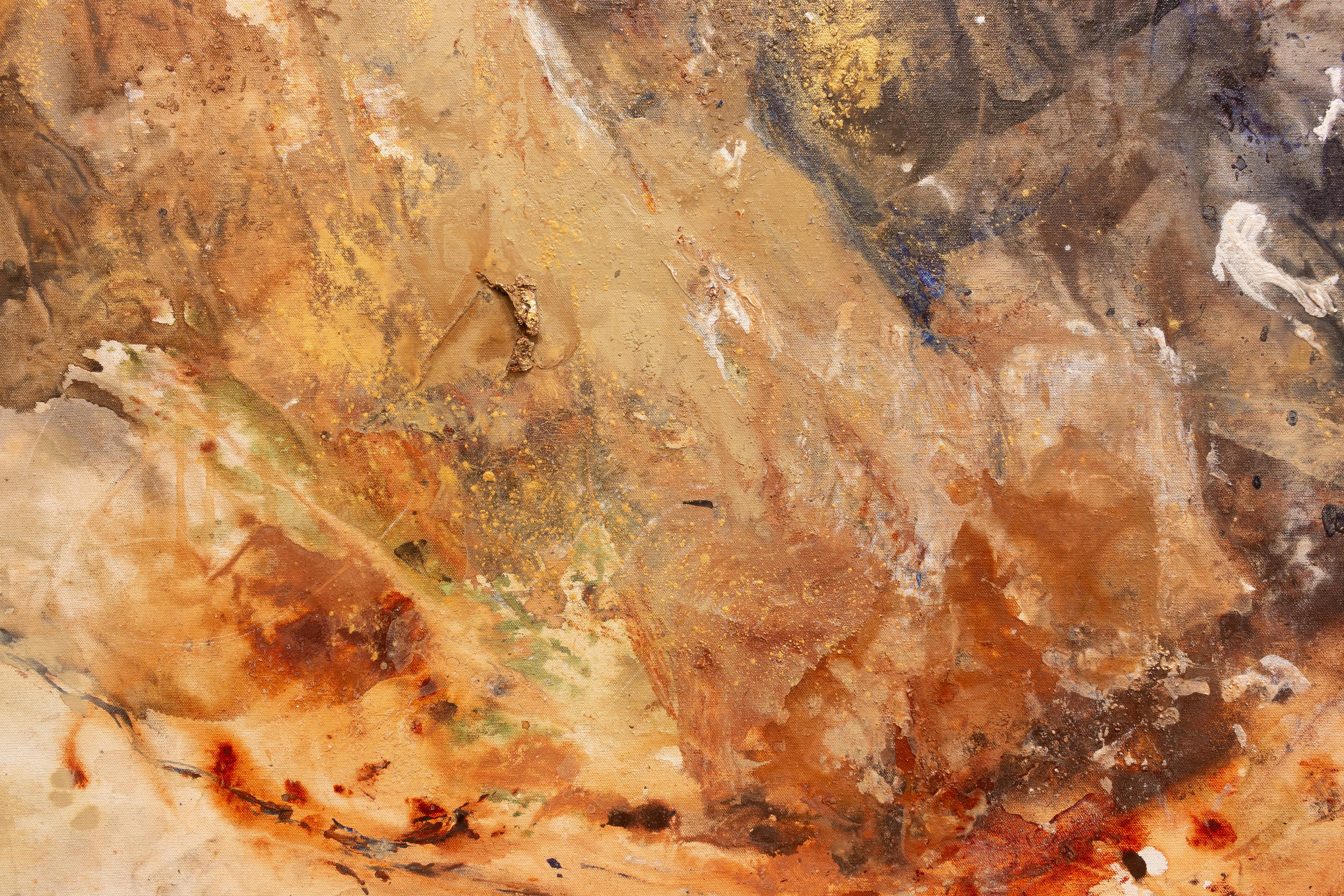'And the Day Goes On' - astratto puro, meditazione, argilla rossa, contemporaneo - Painting Astratto di Sachi Rome